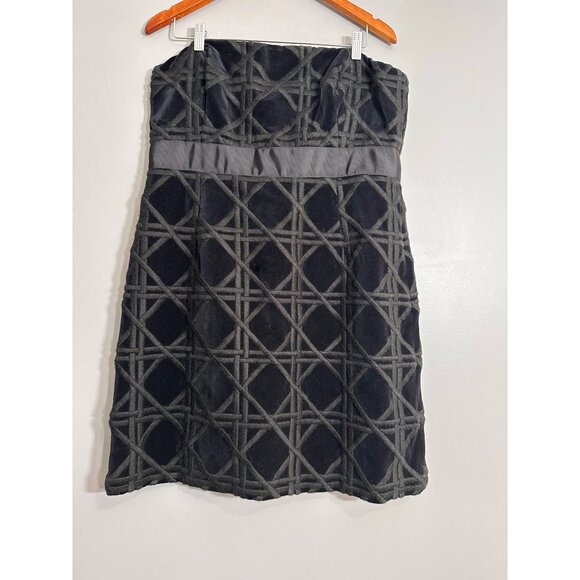 Vineyard Vines Velvet Strapless Lattice Embroidered Carolyn Dress 16 - Picture 2 of 11